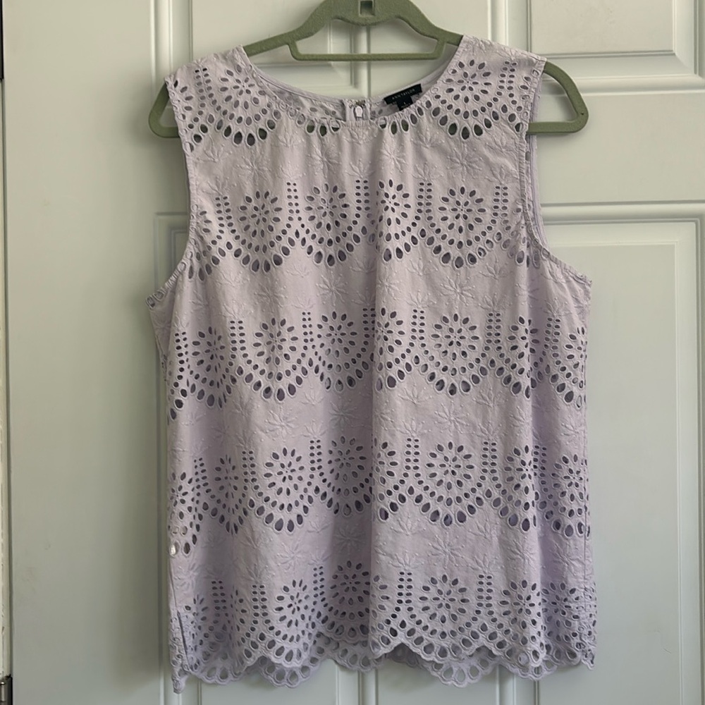 Ann Taylor Lavender Eyelet Sleeveless Blouse